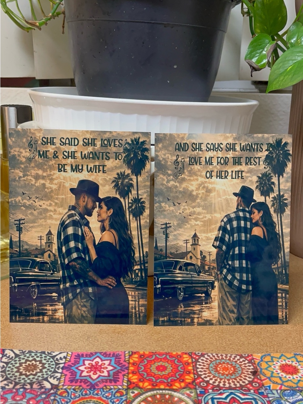 Romantic Couple Vintage-Style sublimation Metal Wall Art Prints set/2